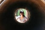 Sonya at looking down the original Goldfields Pipeline